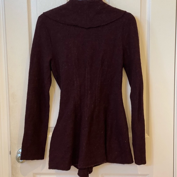 Rosie Neira shawl collar wool jacket w/waist tie burgundy - Picture 6 of 8